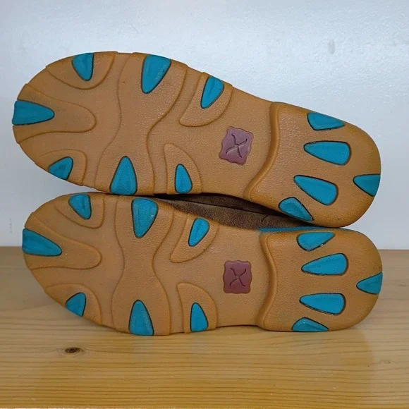 Twisted X Boots Chukka Driving Moccasin Brown Turquoise Diamonds Women's 6.5 M - Picture 8 of 12